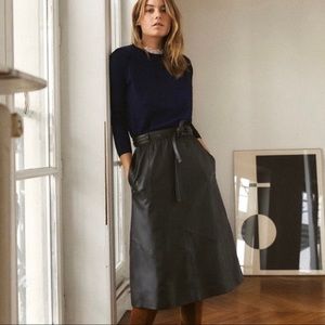Sézane Syd Leather Midi Skirt size 42 10 C9